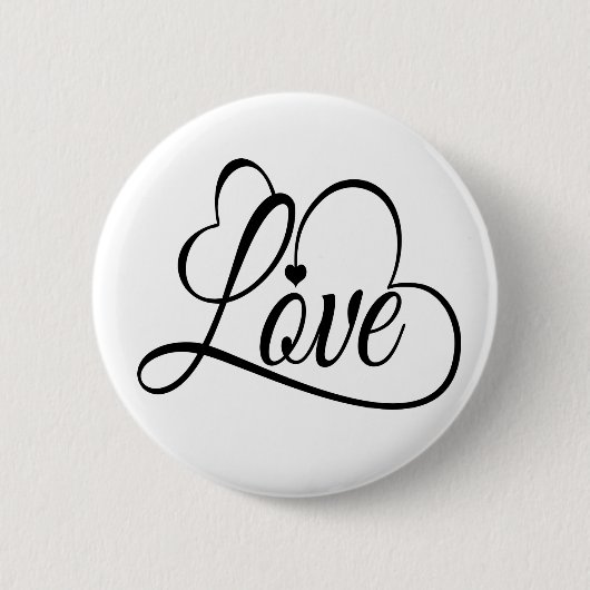 Liebe und Herzen Schwarz und Weiß Button (Vorderseite)