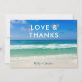 Liebe und Hochzeit am Strand des tropischen Ozeans Dankeskarte (Vorderseite)