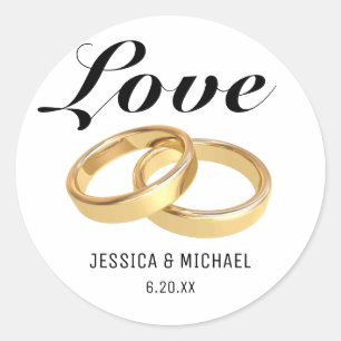 Liebe- und Hochzeitsringe, Namen von Brautbäumen Runder Aufkleber