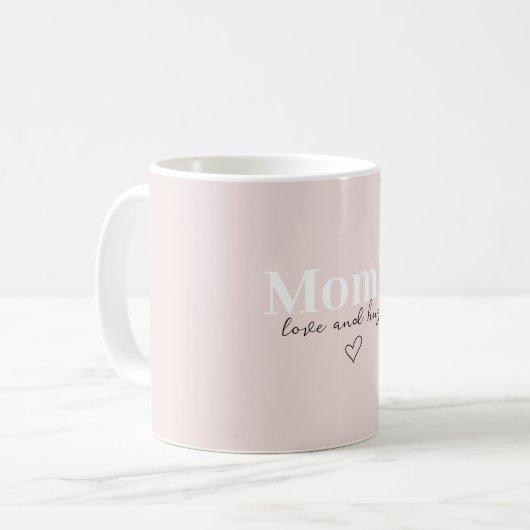 Liebe und Hugs der Mama | Elegant Pastel Pink Kaffeetasse (Vorderseite Links)
