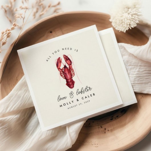 Liebe und Hummer Meeresfrüchte Probe Abendessen Serviette