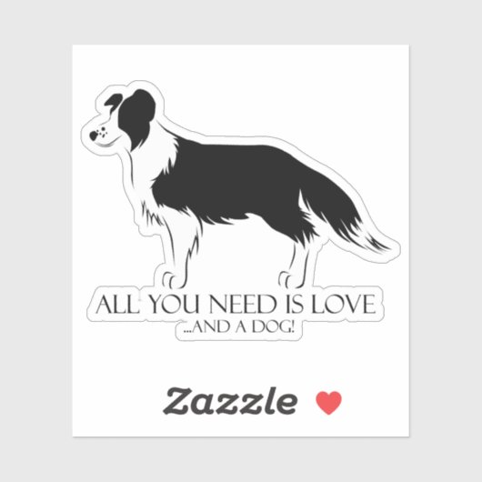 Liebe und Hund Aufkleber (Blatt)