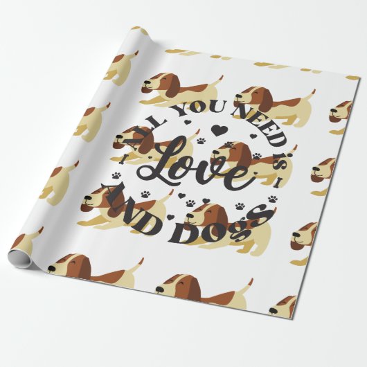 "Liebe und Hunde" Thema Geschenkpapier (Ungerollt)