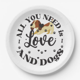 "Liebe und Hunde" Thema Pappteller