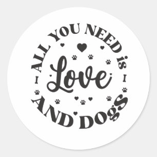"Liebe und Hunde" Thema Runder Aufkleber