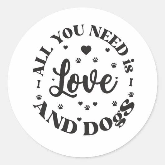 "Liebe und Hunde" Thema Runder Aufkleber (Vorderseite)