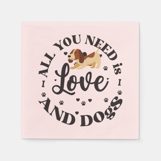 "Liebe und Hunde" Thema Serviette (Vorderseite)