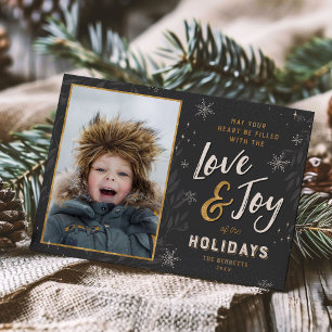 Liebe und Joy Imitate Foil 2 Foto Flat Feiertagskarte