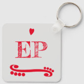 Liebe und Kaffee fügen die Buchstaben rot hinzu Schlüsselanhänger (Rückseite)