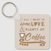 Liebe und Kaffee fügen die Initialen braun hinzu Schlüsselanhänger (Vorderseite)