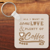 Liebe und Kaffee fügen die Initialen braun hinzu Schlüsselanhänger (Vorderseite)