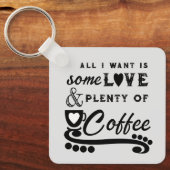 Liebe und Kaffee fügen die Initialen schwarz hinzu Schlüsselanhänger (Vorderseite)