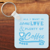 Liebe und Kaffee fügen Initialen blau hinzu Schlüsselanhänger (Vorderseite)