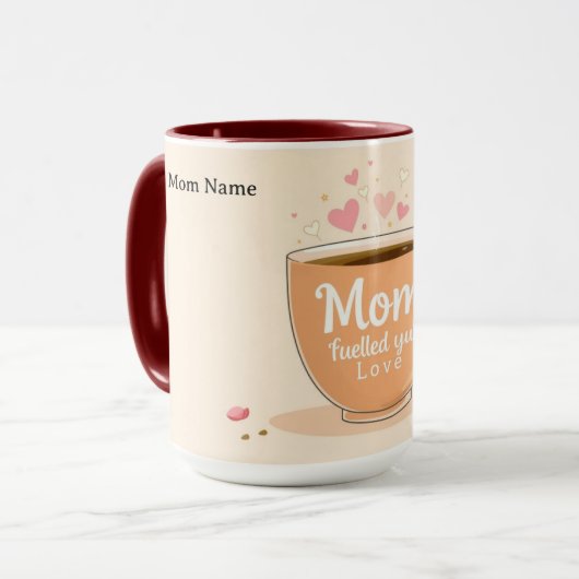 Liebe und Kaffee für Mama | Elegantes Geschenk Tasse (Vorderseite Links)