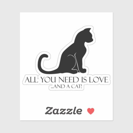 Liebe und Katze Aufkleber (Blatt)