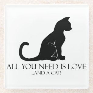 Liebe und Katze Glasuntersetzer