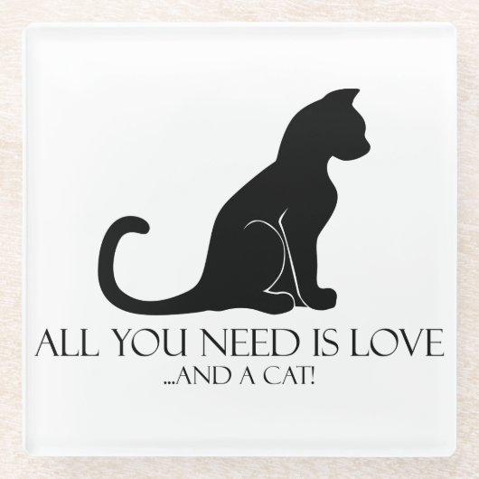 Liebe und Katze Glasuntersetzer (Vorderseite)