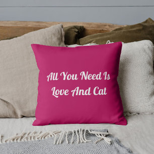 Liebe und Katze Personalisiert Süßer Spruch Rosa Kissen