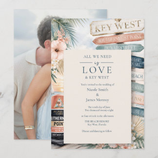 Liebe und Key West Foto-Hochzeit Einladung