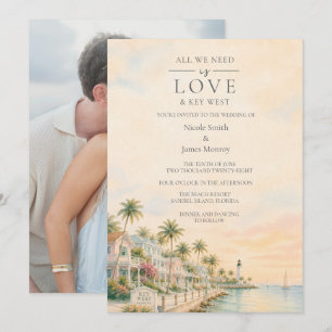 Liebe und Key West Ziel Foto-Hochzeit Einladung
