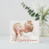Liebe und Kisses Foto Valentine Postkarte (Stehend Vorderseite)