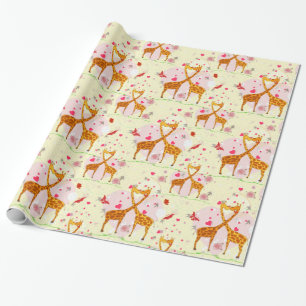 Liebe und Kisses Giraffen Geschenkpapier