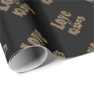 Liebe und Kisses Romantische Elegante Goldtypograf Geschenkpapier