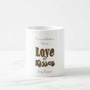 Liebe und Kisses Romantische Elegante Goldtypograf Kaffeetasse