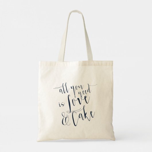 Liebe und Kuchen Typografie Tote Bag Tragetasche (Rückseite)