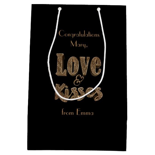 Liebe-und Kuss-romantische elegante Mittlere Geschenktüte (Rückseite)