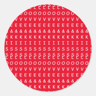 Liebe und Küsse, rotes, weißes Textdesign Runder Aufkleber