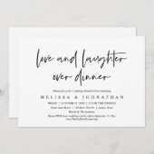 Liebe und Lächeln beim Hochzeitsessen Probe Einladung (Vorne/Hinten)