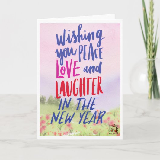 Liebe und Lachen Frohes Neujahrs Karte (Vorderseite)