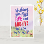 Liebe und Lachen Frohes Neujahrs Karte (Gelbe Blume)