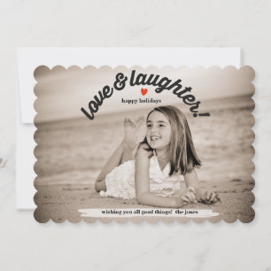 Liebe und Lachen mit rückem Foto Feiertagskarte
