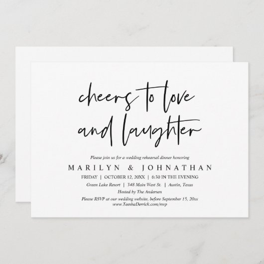 Liebe und Lachen, Probe Abendessen Einladung (Vorne/Hinten)