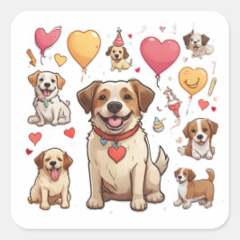 Liebe und Lachen Quadratischer Aufkleber