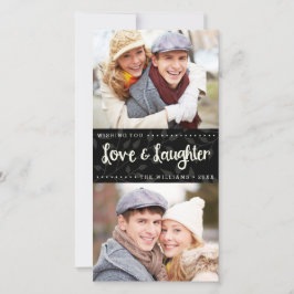 Liebe und Lachen Vertical Holiday Foto Card Feiertagskarte