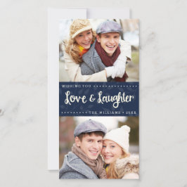 Liebe und Lachen Vertical Holiday Foto Card Feiertagskarte