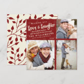 Liebe und Lachen Weihnachten Fotokarte / Rot (Vorne/Hinten)