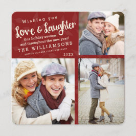 Liebe und Lachen Weihnachten Fotokarte / Rot