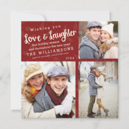 Liebe und Lachen Weihnachten Fotokarte / Rot