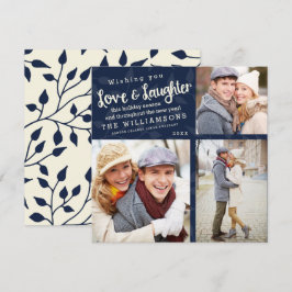 Liebe und Lachen Weihnachtsfotokarte / Navy Blue Einladung