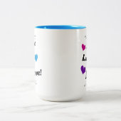 Liebe und Lachen Zweifarbige Tasse (Mittel)