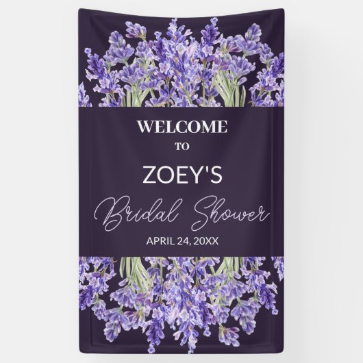 Liebe und Lavendel | Elegantes florales Brautparty Banner (Vertikal)