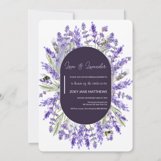 Liebe und Lavendel | Elegantes florales Brautparty Einladung (Vorderseite)