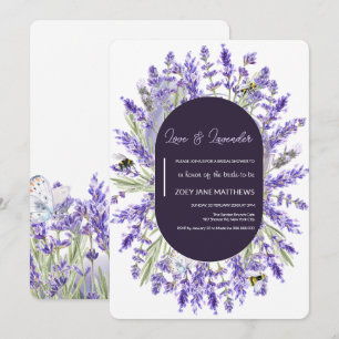 Liebe und Lavendel   Elegantes florales Brautparty Einladung