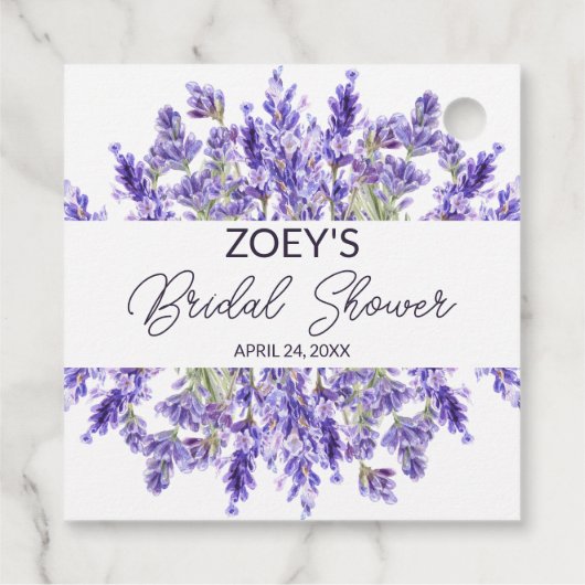 Liebe und Lavendel | Elegantes florales Brautparty Geschenkanhänger (Rückseite)