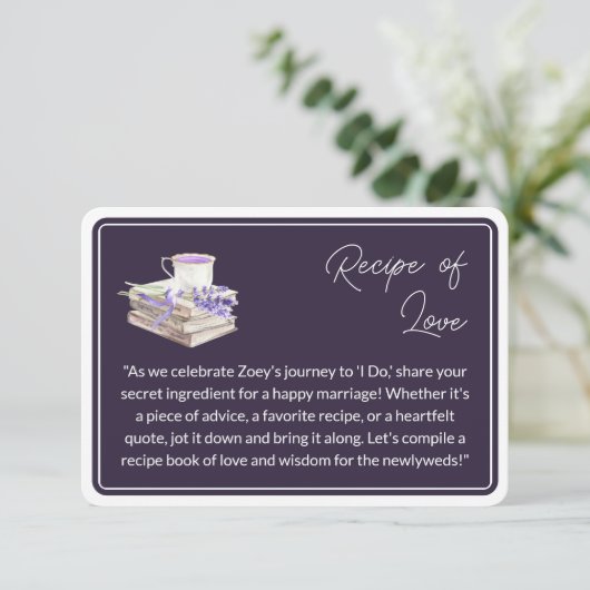 Liebe und Lavendel | Rezept für Liebe Begleitkarte (Stehend Vorderseite)