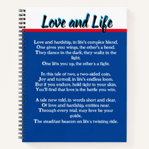 Liebe und Lebensgedicht Notizblock